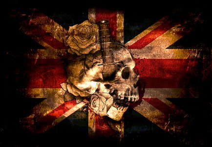 London grunge skull and crossbones. Free illustration for personal and commercial use.