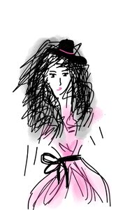 Long hair curly hair fashion. Free illustration for personal and commercial use.