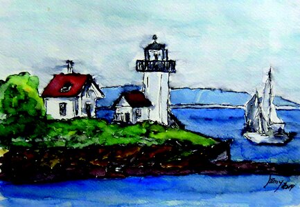 Lighthouse painting Free illustrations. Free illustration for personal and commercial use.