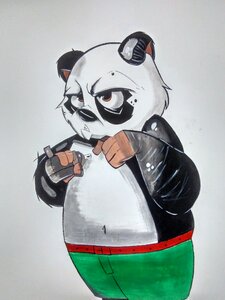 Painting panda rap. Free illustration for personal and commercial use.