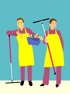 Wife housekeeping man. Free illustration for personal and commercial use.