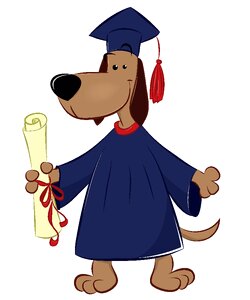 Doggy diploma the toga. Free illustration for personal and commercial use.