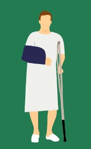Broke caucasian crutch. Free illustration for personal and commercial use.