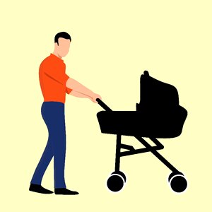 Push chair care clothing. Free illustration for personal and commercial use.