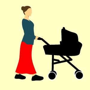 Push chair care clothing. Free illustration for personal and commercial use.