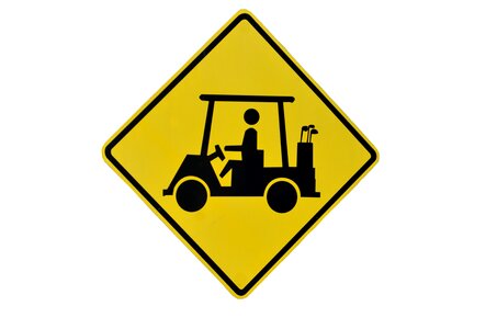 Danger golf cart crossing. Free illustration for personal and commercial use.