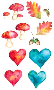 Mushroom fly agaric heart. Free illustration for personal and commercial use.