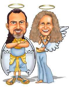 Angelic couple caricature Free illustrations. Free illustration for personal and commercial use.