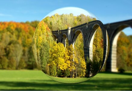 Glass ball viaduct bridge. Free illustration for personal and commercial use.
