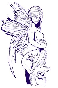 Fantasy line-art drawing. Free illustration for personal and commercial use.