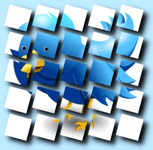 Tweet bird abstract tiles. Free illustration for personal and commercial use.