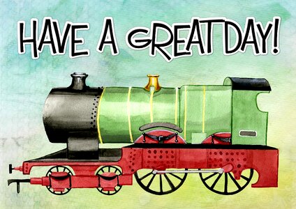 Boy have a great day locomotive. Free illustration for personal and commercial use.
