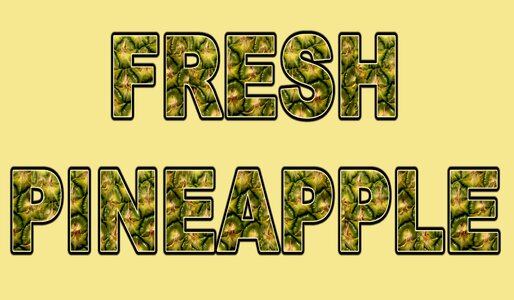 Fresh pineapple text words. Free illustration for personal and commercial use.
