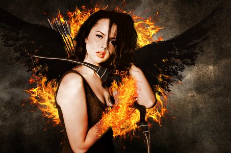 Beautiful fire angel. Free illustration for personal and commercial use.