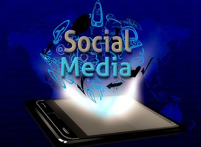 Mobile phone social network global. Free illustration for personal and commercial use.