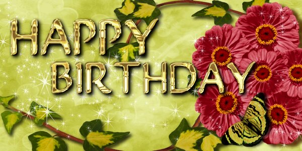Happy birthday greeting congratulations. Free illustration for personal and commercial use.