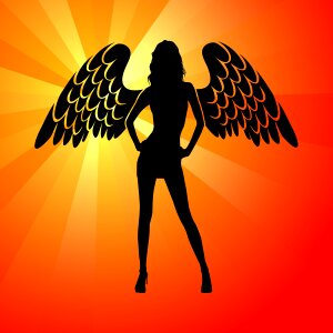 Fun orange party orange angel. Free illustration for personal and commercial use.