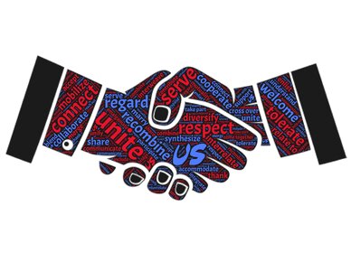 Handshake reaching out assist. Free illustration for personal and commercial use.