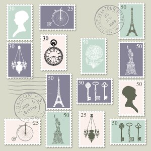 Postmark europe icons. Free illustration for personal and commercial use.