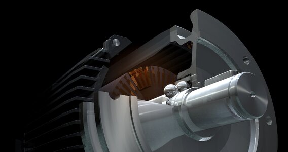 Ball bearings motor section. Free illustration for personal and commercial use.