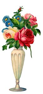 Vase or flowers roses victorian. Free illustration for personal and commercial use.