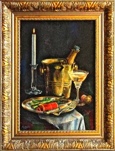 Still life champagne frame. Free illustration for personal and commercial use.
