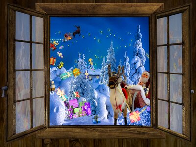 Christmas window outlook. Free illustration for personal and commercial use.