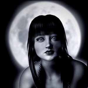 Retro moon girl. Free illustration for personal and commercial use.