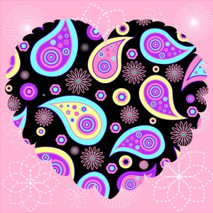 Paisley love decoration. Free illustration for personal and commercial use.