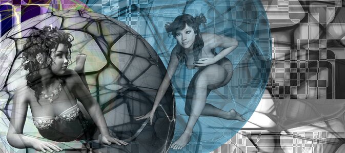 Futuristic female naked. Free illustration for personal and commercial use.