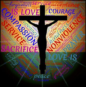 Love sacrifice nonviolence. Free illustration for personal and commercial use.