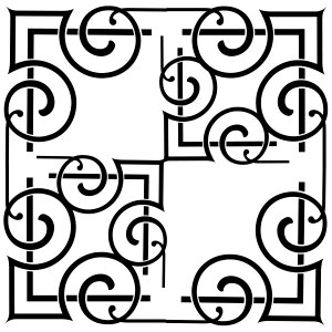Black-white ornamental pattern. Free illustration for personal and commercial use.