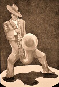 Acrylic paint saxophone player Free illustrations. Free illustration for personal and commercial use.