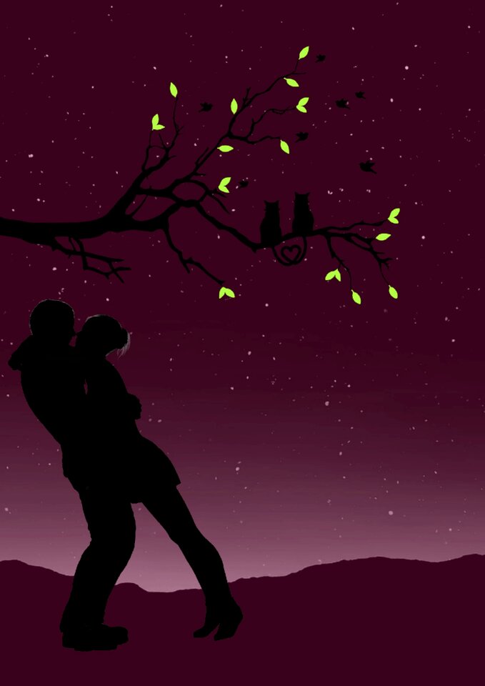 Nature silhouette night sky. Free illustration for personal and commercial use.