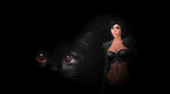 Cats gothic black girl. Free illustration for personal and commercial use.