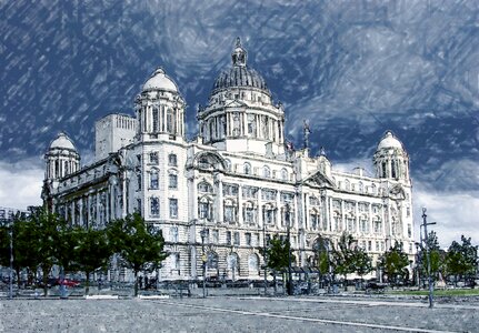 Merseyside architecture landmark. Free illustration for personal and commercial use.