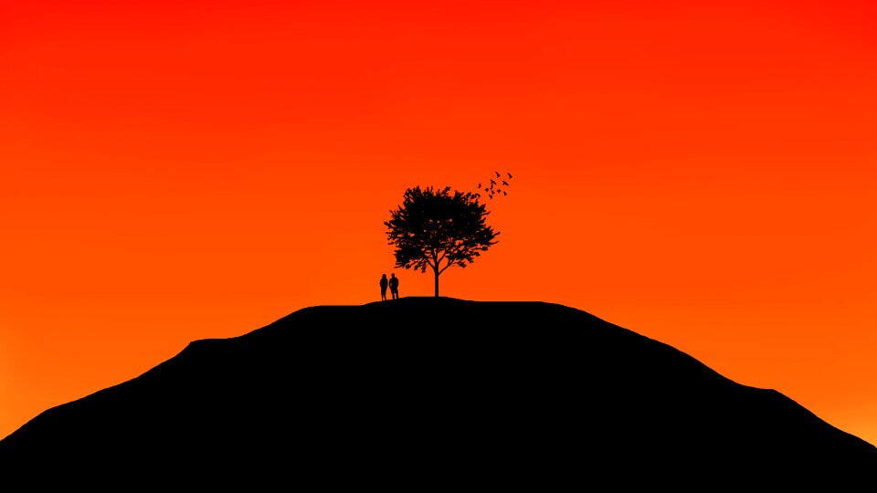 Cliff view couple. Free illustration for personal and commercial use.