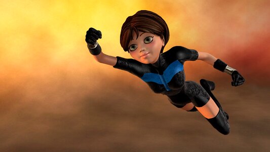Female young superhero. Free illustration for personal and commercial use.