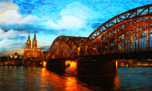 Cologne architecture illuminated. Free illustration for personal and commercial use.