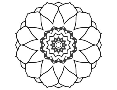 Flower simple mandala printable image. Free illustration for personal and commercial use.