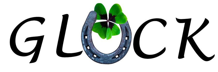 Four leaf clover horseshoe greeting. Free illustration for personal and commercial use.