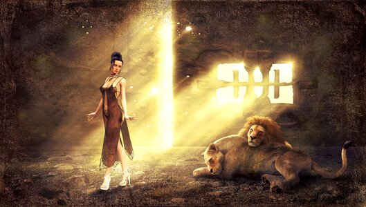 Lion mysticism lighting. Free illustration for personal and commercial use.