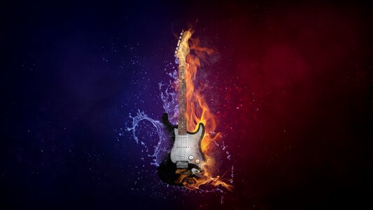 Electro guitar fire water. Free illustration for personal and commercial use.