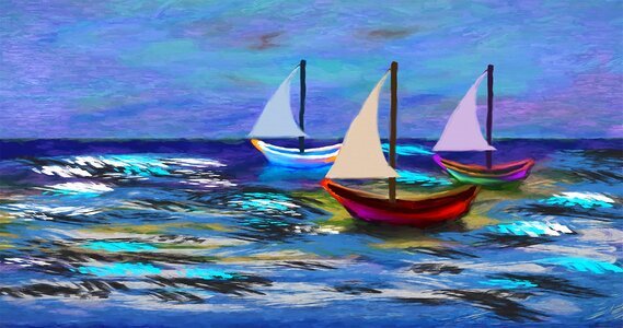 Seascape sea blue boat. Free illustration for personal and commercial use.