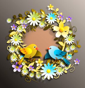 Floral flowery birds. Free illustration for personal and commercial use.