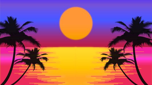 Sun retro retro sunset. Free illustration for personal and commercial use.