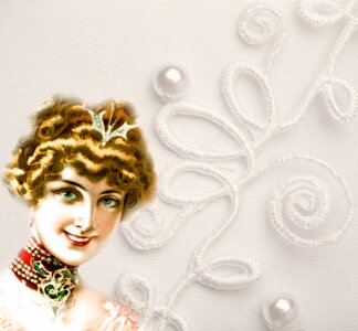 White dress vintage pearls. Free illustration for personal and commercial use.