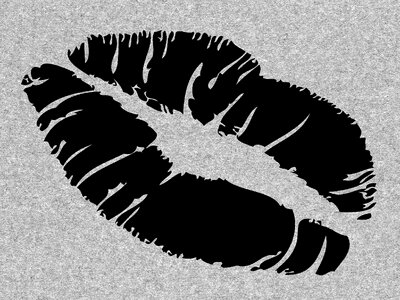 Kisses gray kiss gray lips. Free illustration for personal and commercial use.