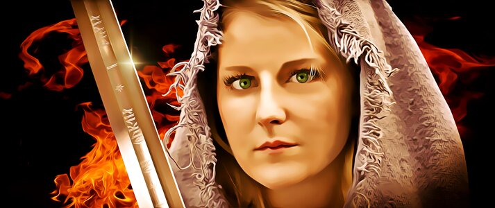 Hooded medieval portrait. Free illustration for personal and commercial use.