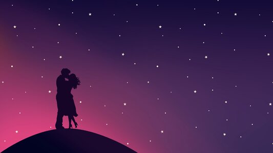Romance kiss abendstimmung. Free illustration for personal and commercial use.